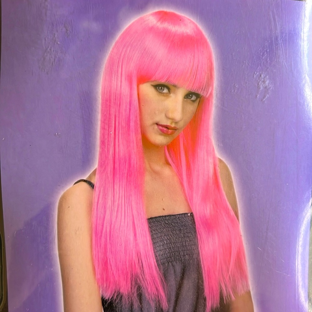 Brand new bright pink wig, with bangs!